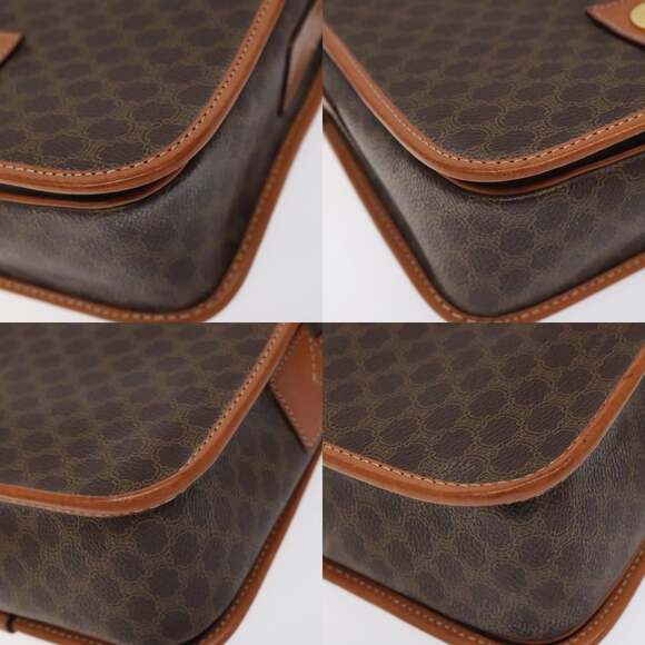 CELINE Macadam Canvas Shoulder Bag Pvc Leather Brown Gold - Picture 10 of 12